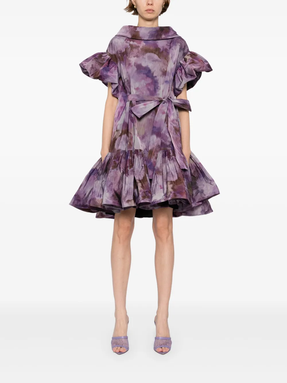 Amsale Taffeta trapeze jurk - Paars