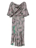 Amsale jacquard cascading draped dress - Purple