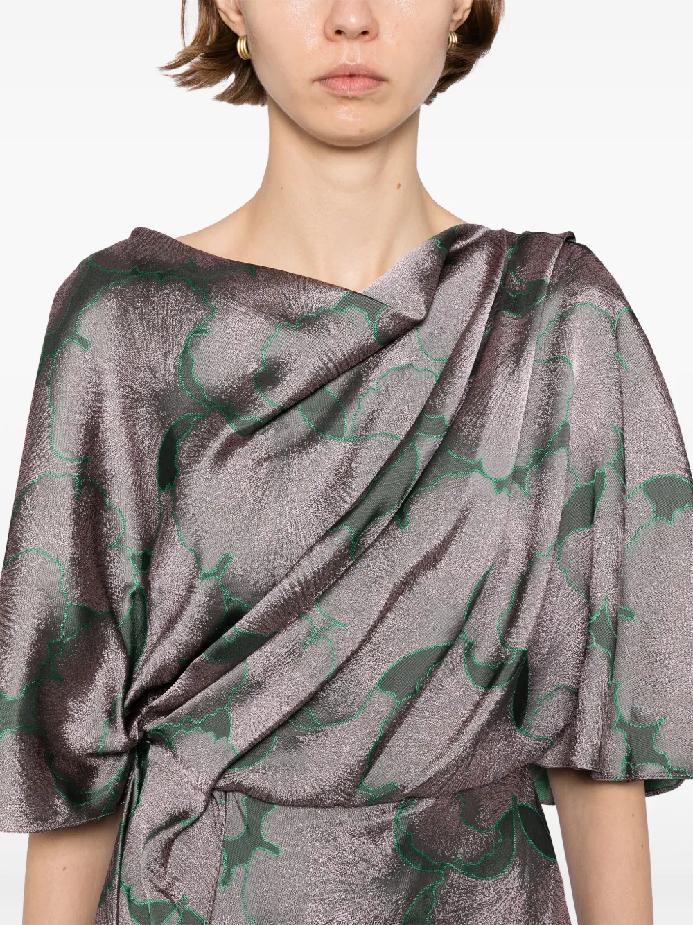 Amsale Gedrapeerde jurk met jacquard Paars