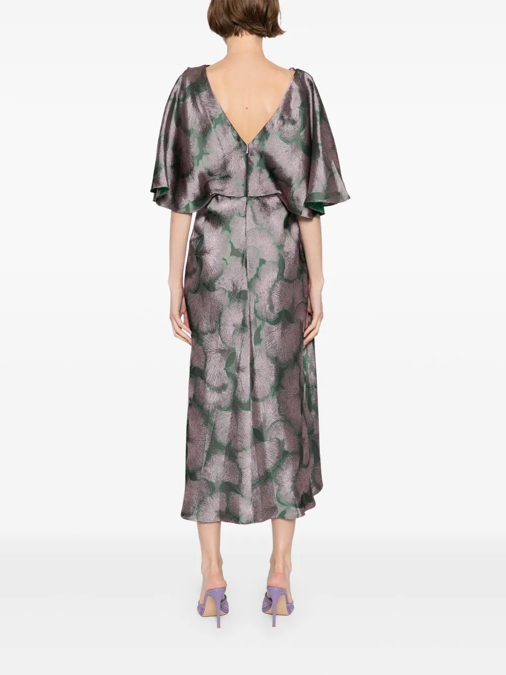 Amsale Gedrapeerde jurk met jacquard Paars