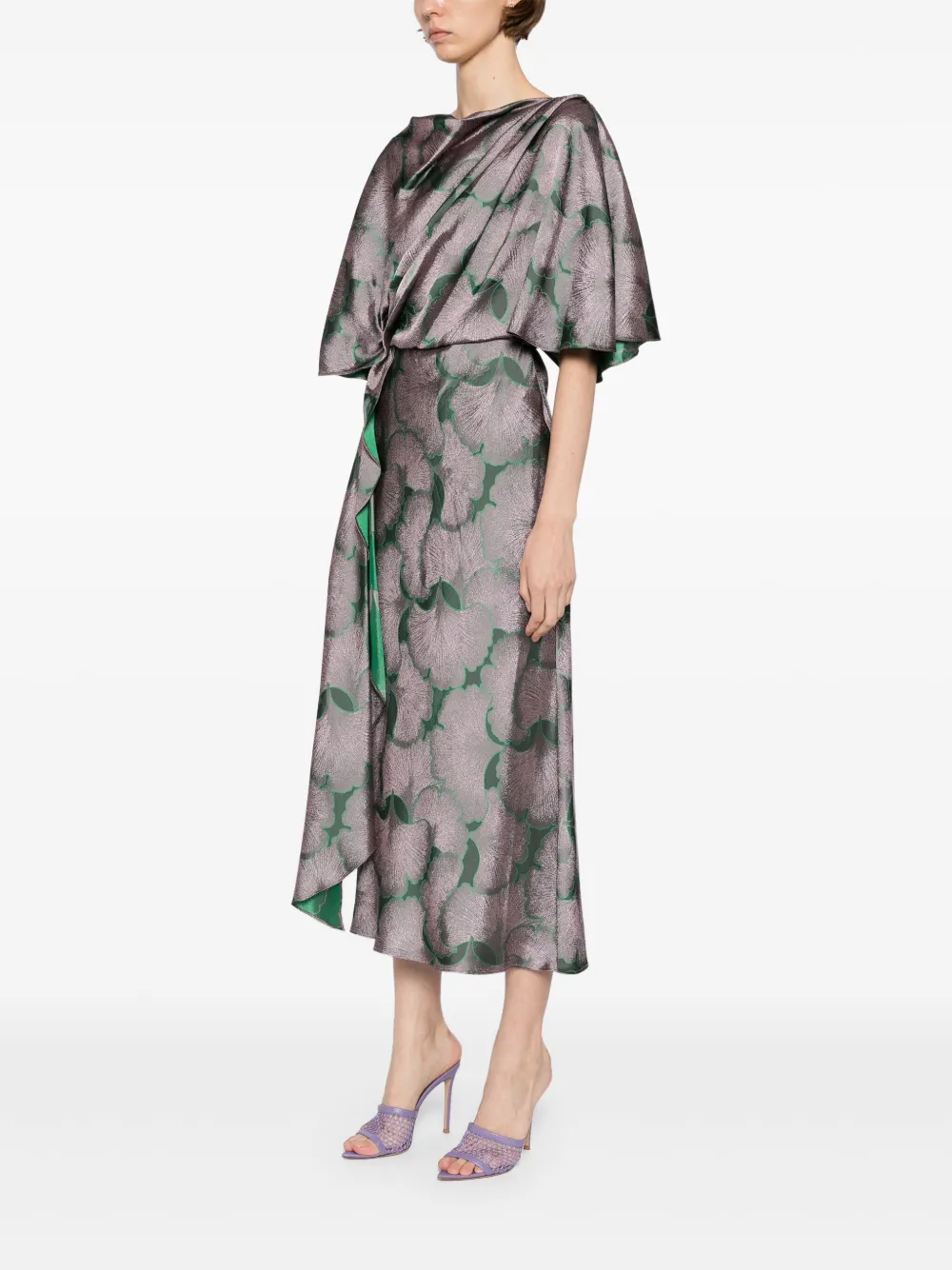 Amsale Gedrapeerde jurk met jacquard Paars