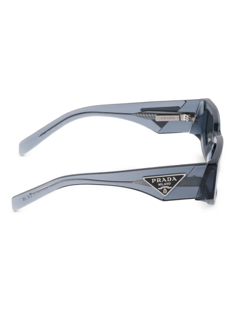 Prada Eyewear Zonnebril met driehoekig logo Blauw