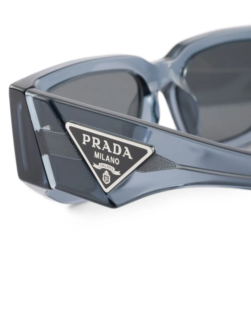 Prada Eyewear Zonnebril met driehoekig logo Blauw