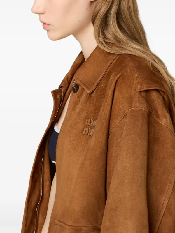 Miu Miu Suede Jacket | Brown | FARFETCH