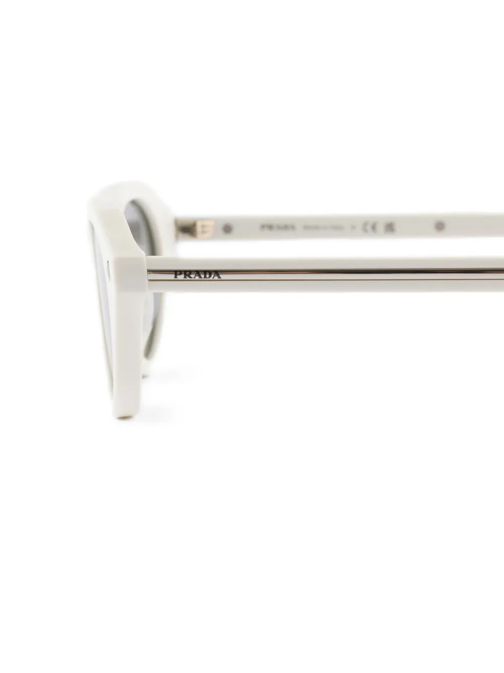 Prada Eyewear Zonnebril met ovalen montuur Wit