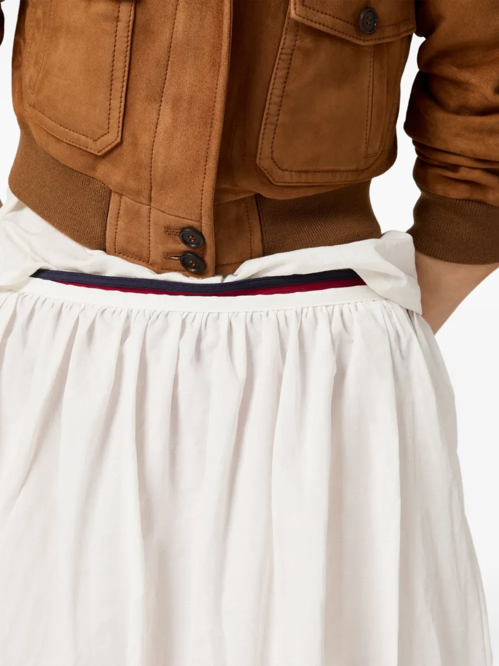 Miu Miu Slubbed Poplin Skirt With Print