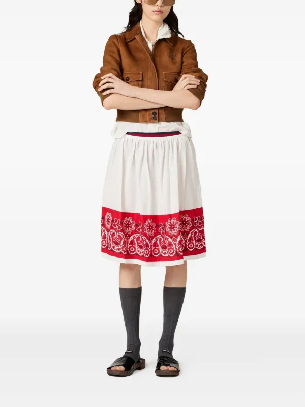 スカート Miu Miu PRINTED SLUBBED POPLIN SKIRT Miu Miu Printed Slubbed Poplin Skirt | Saks Fifth Avenue