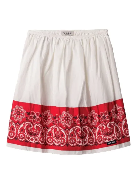 Miu Miu Slubbed Bandana poplin skirt