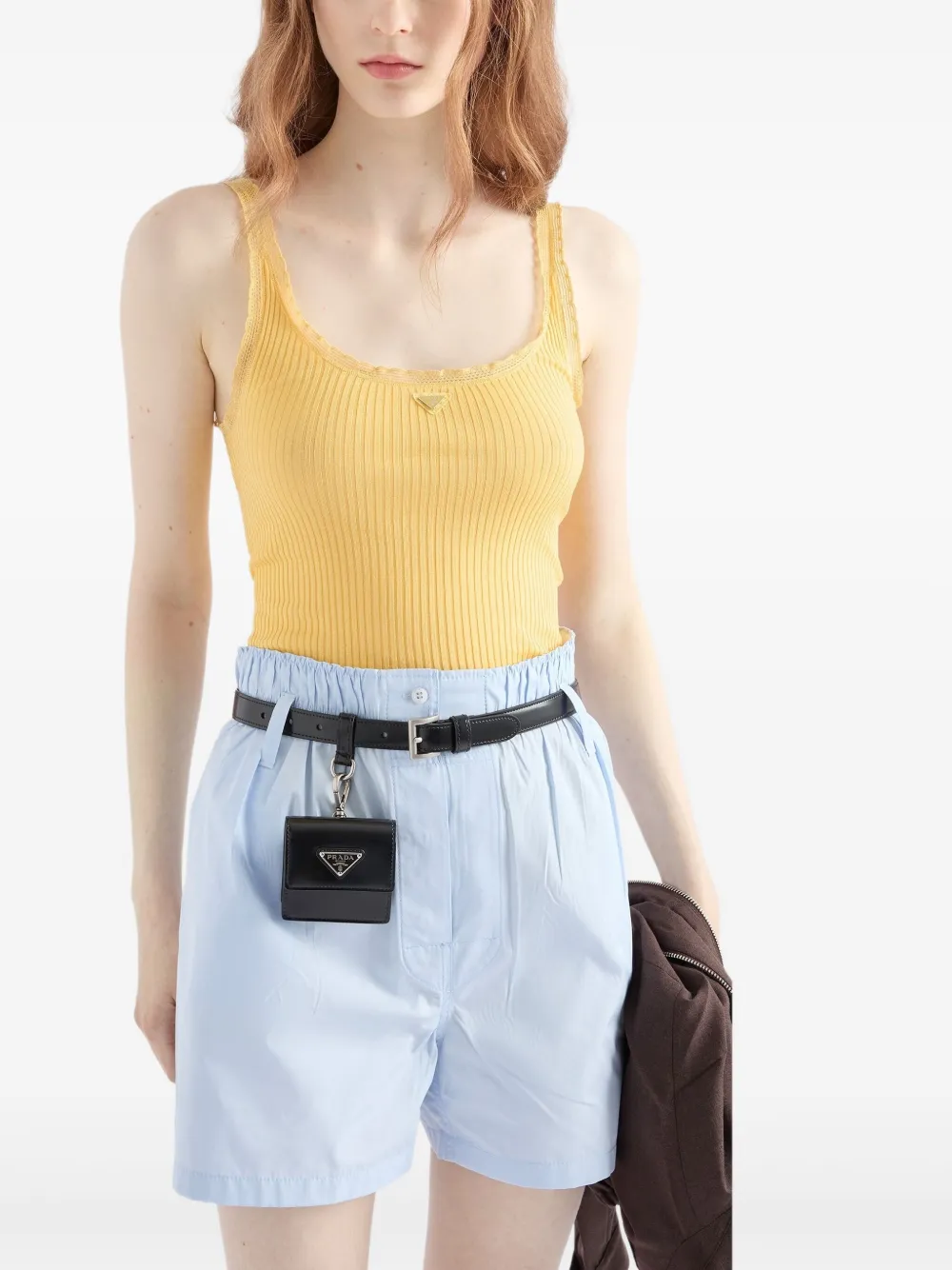 Prada Geribbelde tanktop Geel