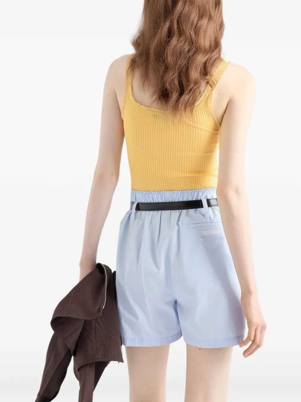 Prada Geribbelde tanktop Geel