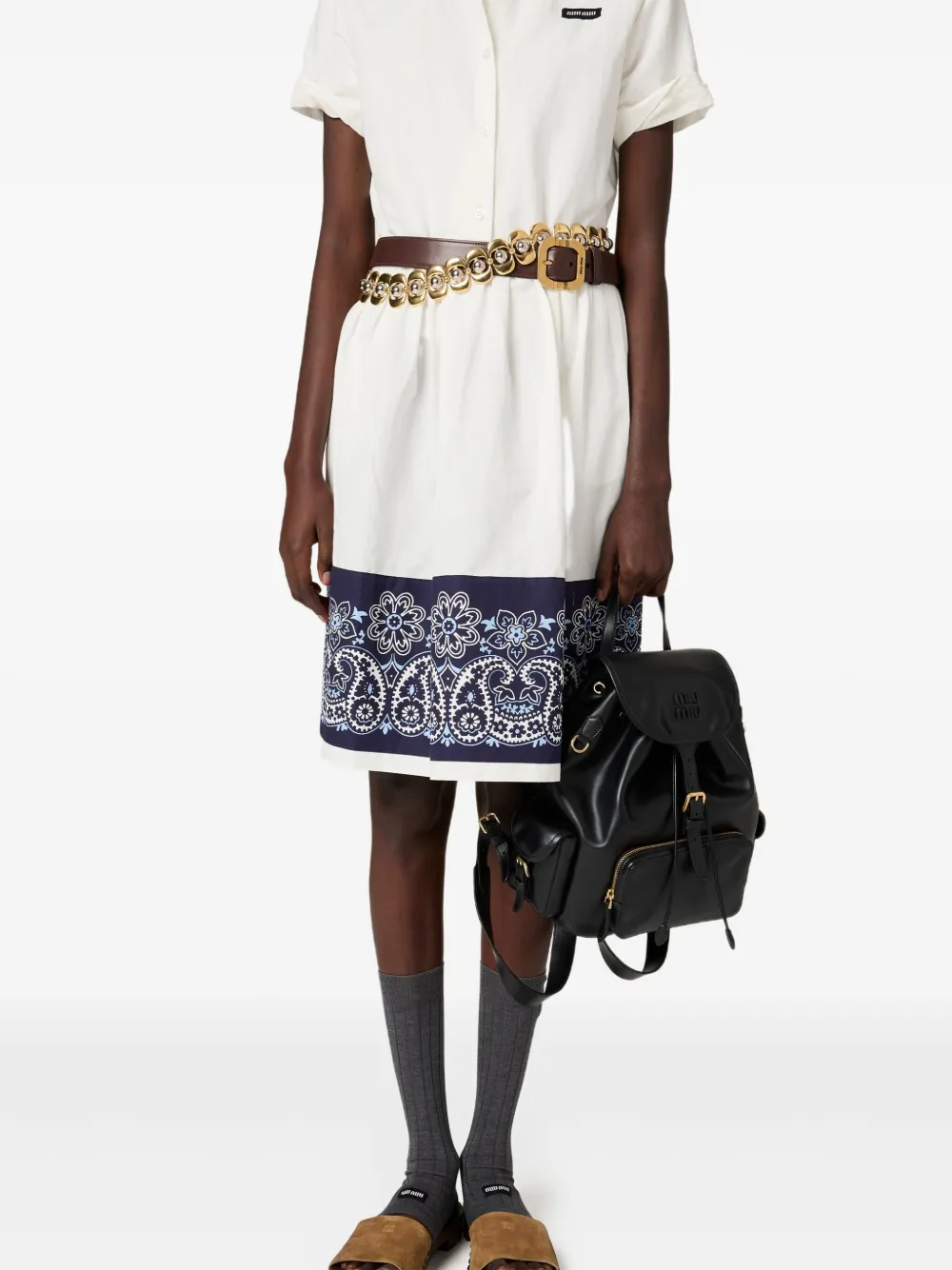 Miu Miu Bandana-print Poplin Midi Dress