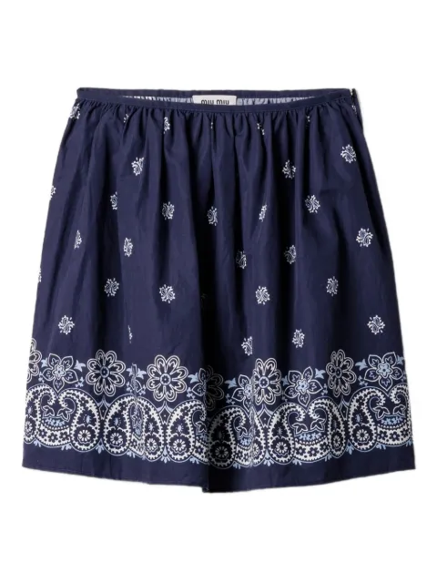 Miu Miu Cornflower slubbed poplin skirt