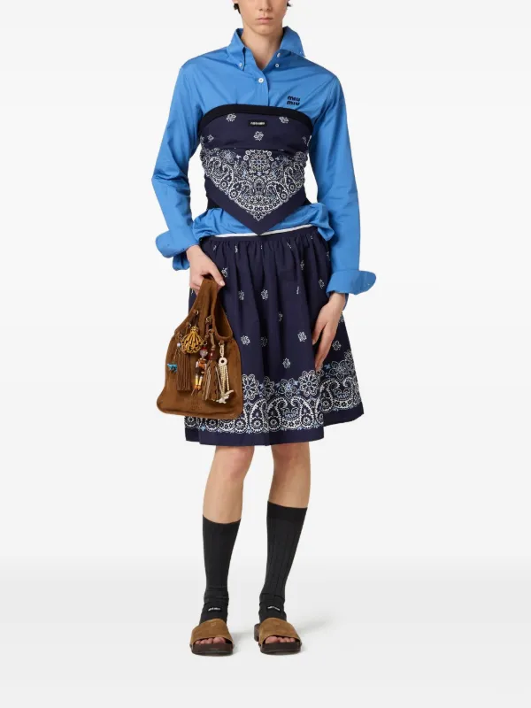 スカート MIU MIU MG2425_163M_F0009 SULBBED POPLIN SKIRT Miu Miu: Women's Slubbed Poplin Skirt (White) | DSMNY E-SHOP