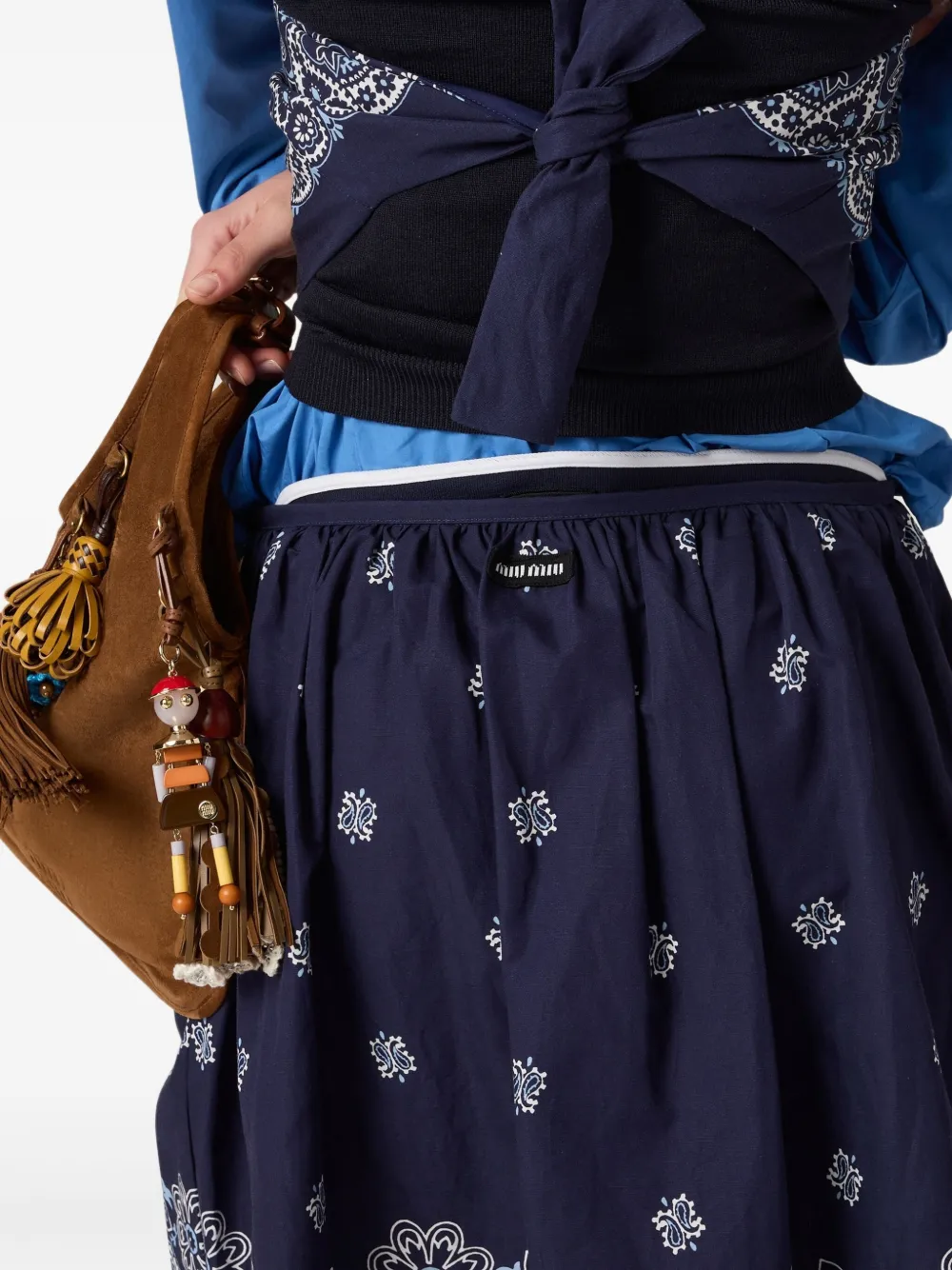 Miu Miu Cornflower Print Slubbed Poplin Skirt