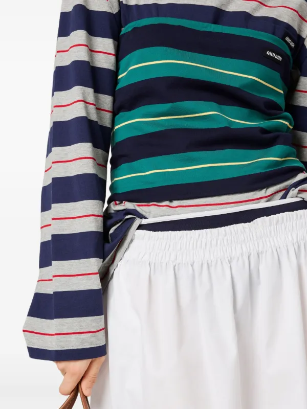 Miu Miu コットン ロングTシャツ | グレー | FARFETCH JP