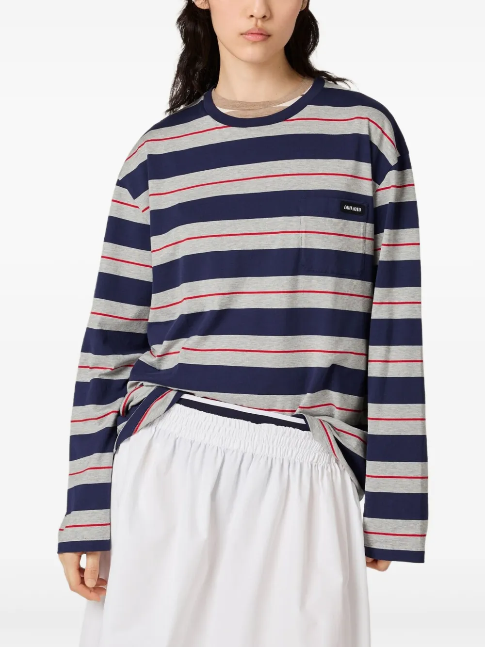 Miu Miu Long-sleeves Cotton T-shirt