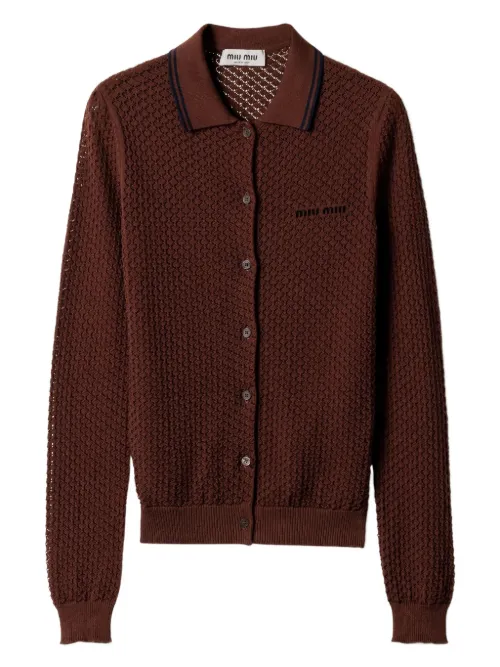 Miu Miu cardigan en coton - Marron - Miu Miu - Modalova