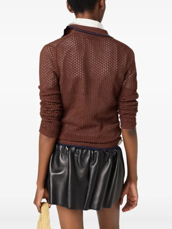Miu Miu Cotton Cardigan | Brown | FARFETCH JO