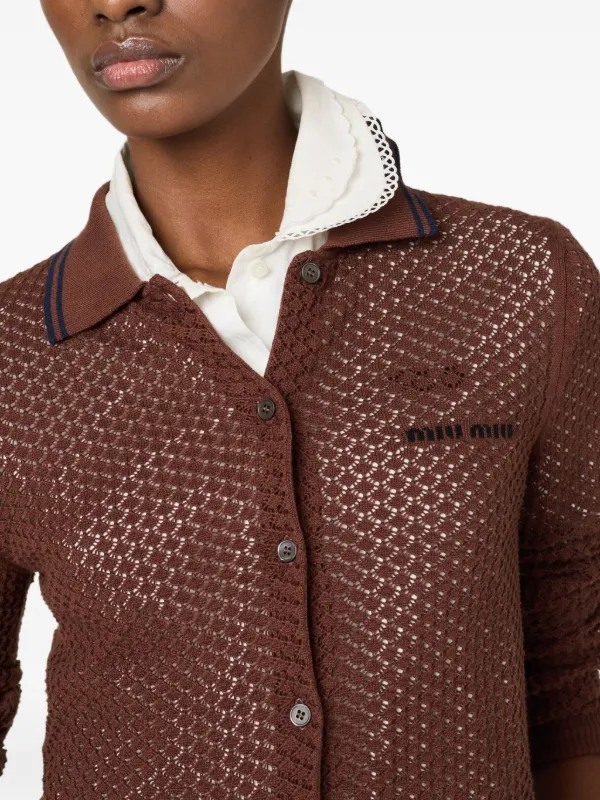 Miu Miu Cotton Cardigan | Brown | FARFETCH JO