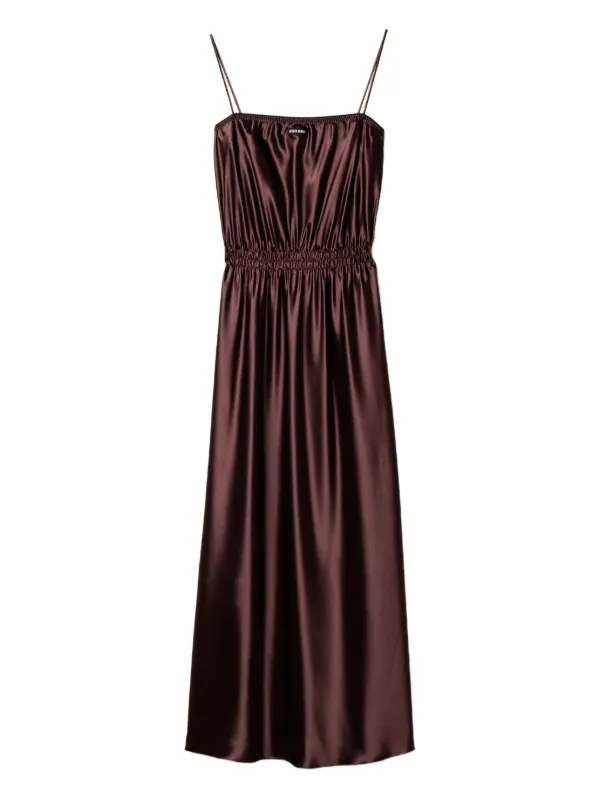 Miu Miu Long Satin Dress, Woman, Cocoa Brown, Size 42