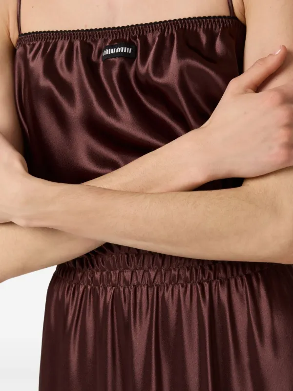 Miu Miu Long Satin Dress, Woman, Cocoa Brown, Size 42