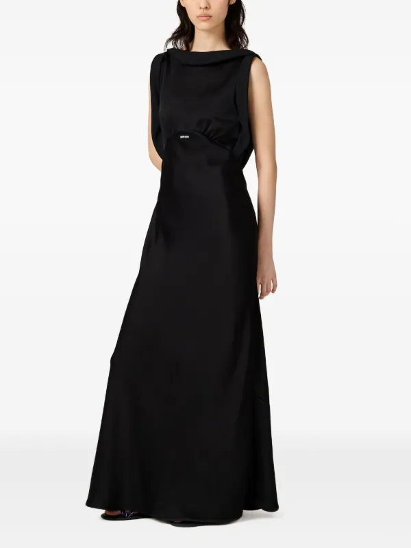 miu miu ブラック ドレス Miu Miu Satin Maxi Dress | Black | FARFETCH