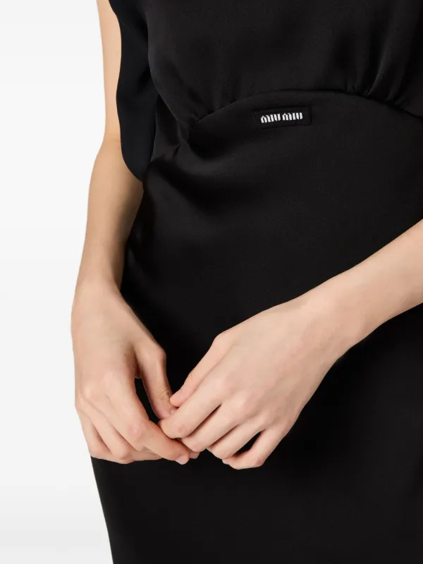 miu miu ブラック ドレス Miu Miu Satin Maxi Dress | Black | FARFETCH