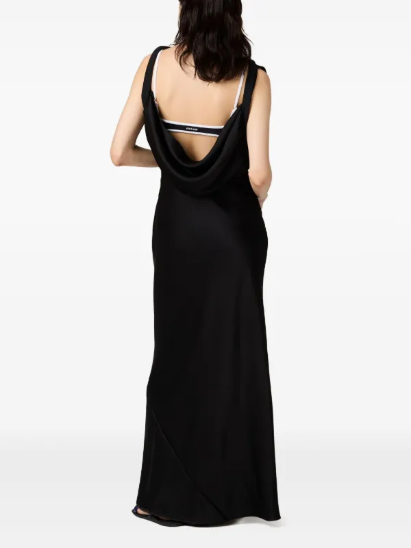 miu miu ブラック ドレス Miu Miu Satin Maxi Dress | Black | FARFETCH