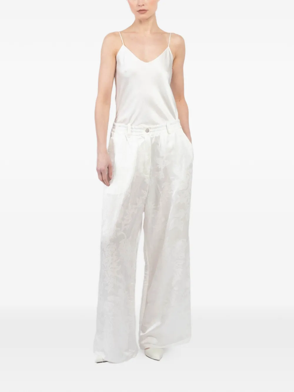 Masnada floral-jacquard trousers - Wit