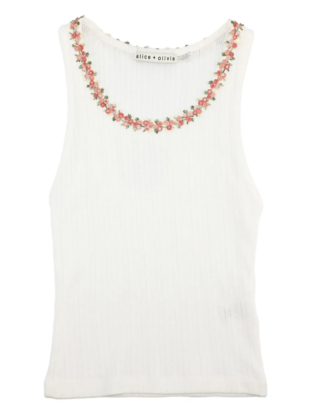 Shop Alice And Olivia Floral-embroidered Tank Top