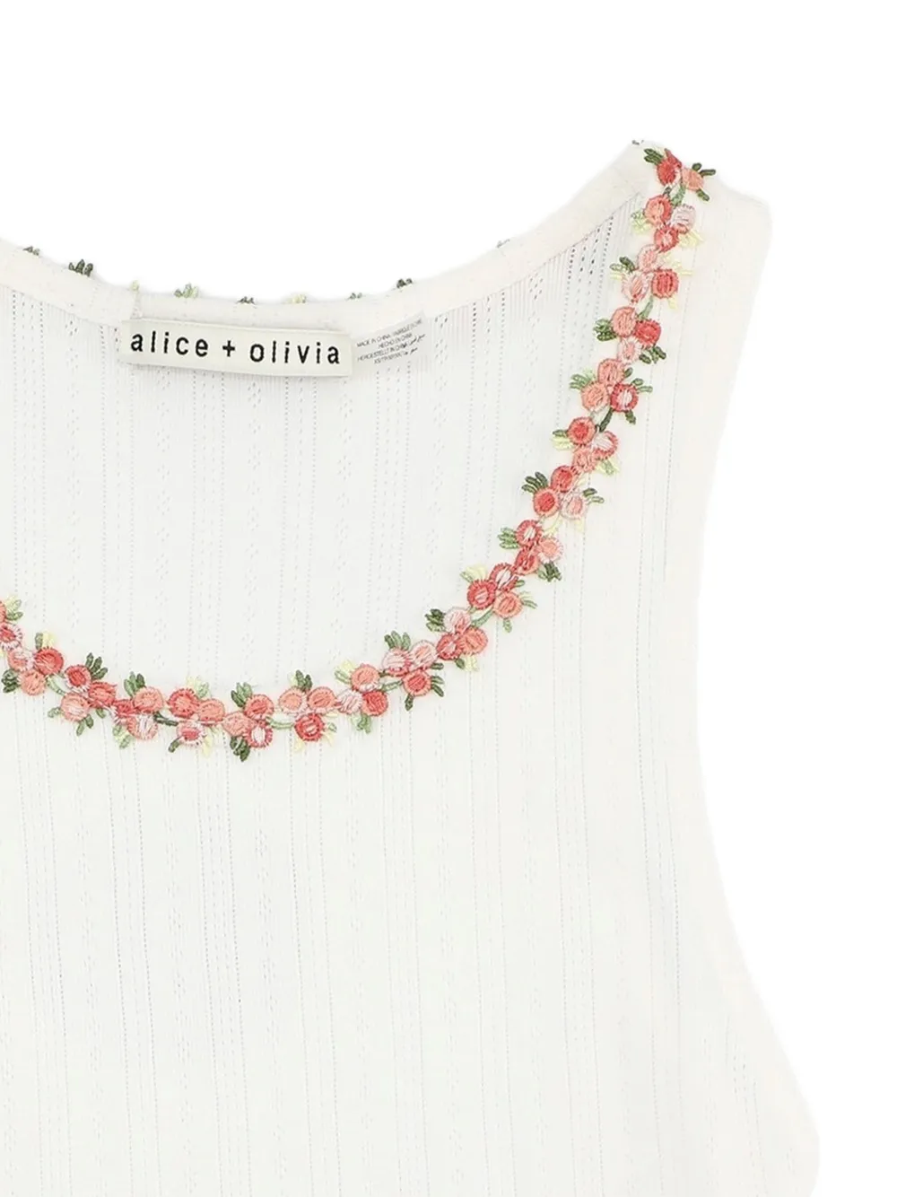 Shop Alice And Olivia Floral-embroidered Tank Top