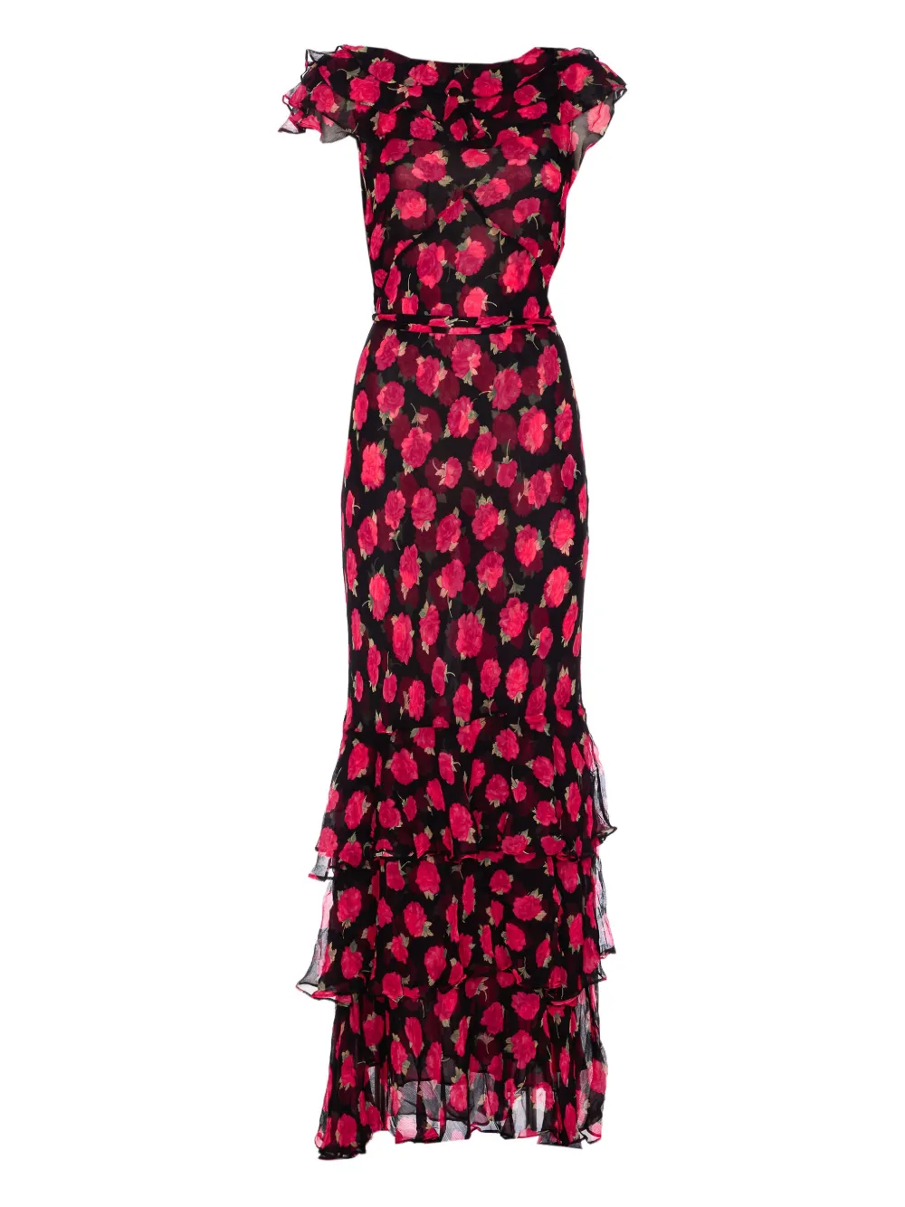 ruffled-detail floral-print maxi dress