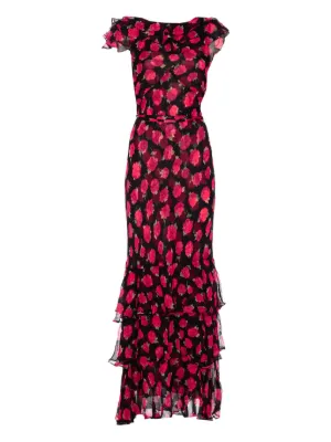 ワンピース Rixo TERRI MIDI SATIN DRESS Terri Satin Midi Dress in Purple Marble Ocean