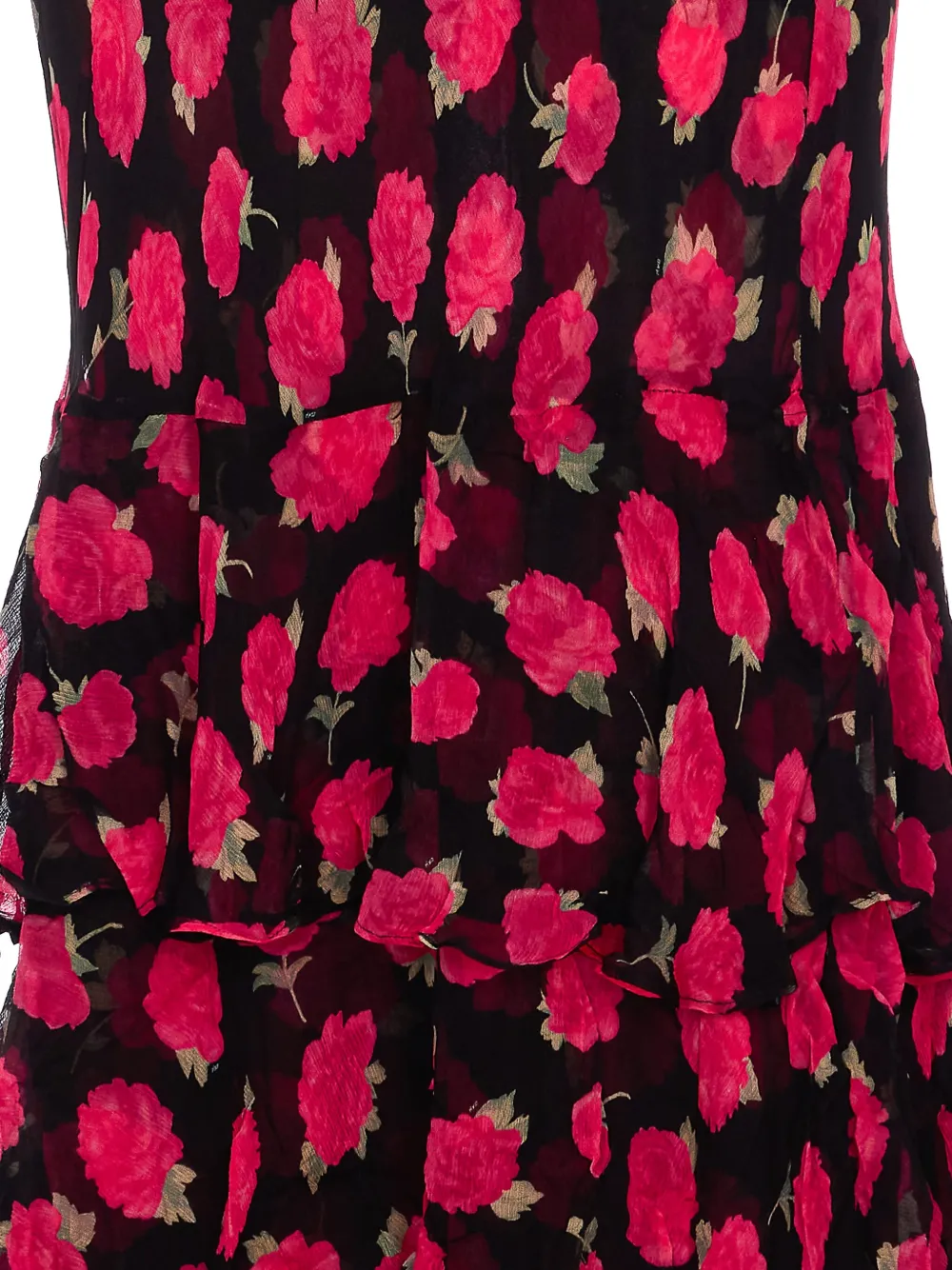 Rixo Maxi-jurk met bloemenprint en ruches Zwart