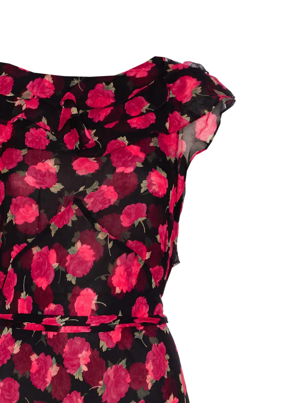 Rixo ruffled-detail floral-print maxi dress - Zwart
