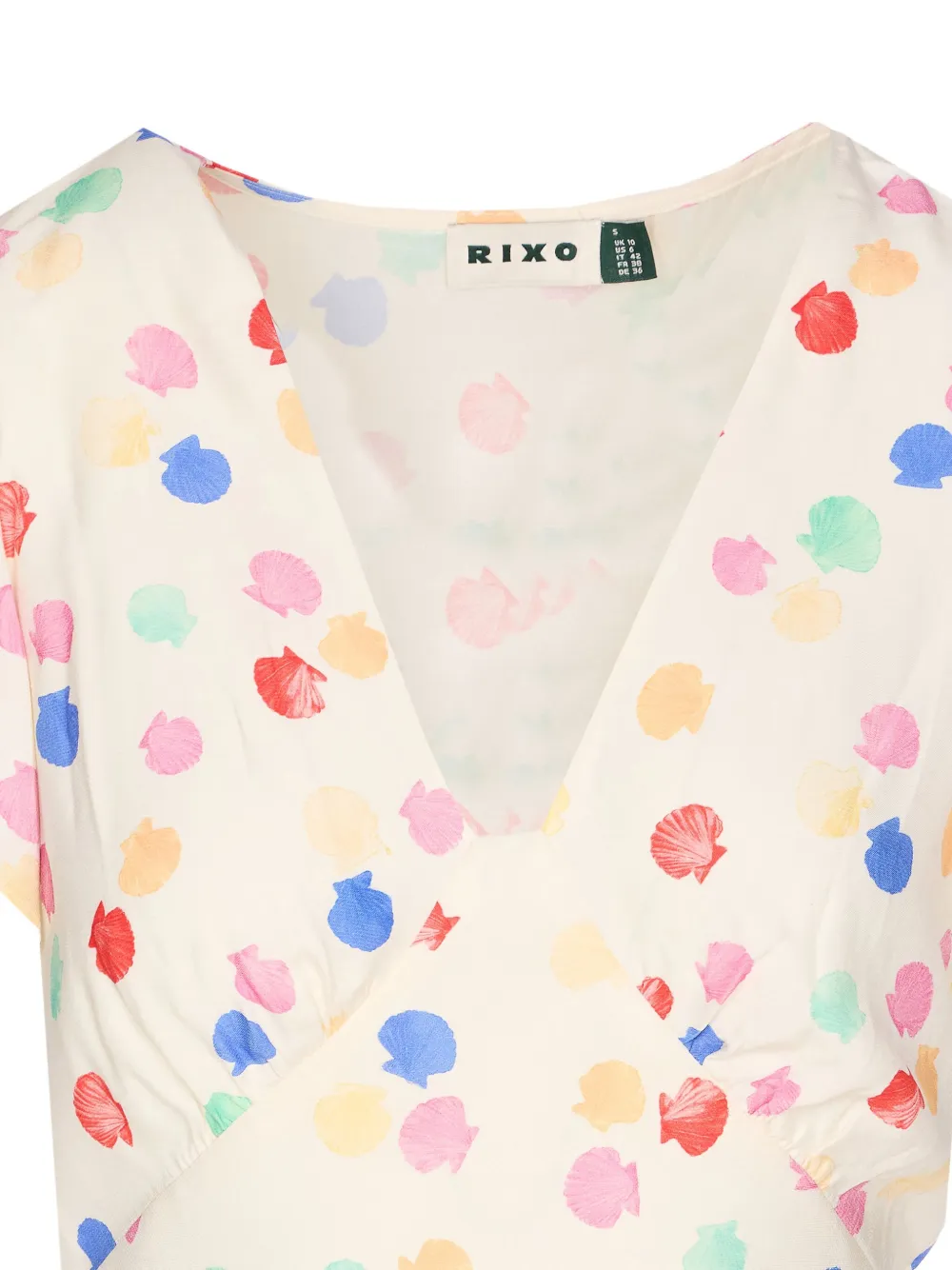 Rixo Meena jurk met ruches Beige