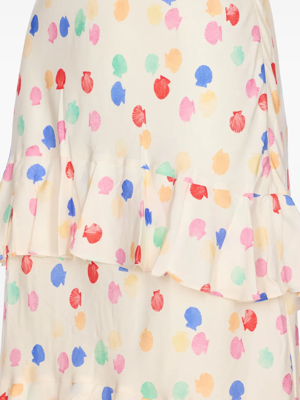 Rixo Meena jurk met ruches Beige