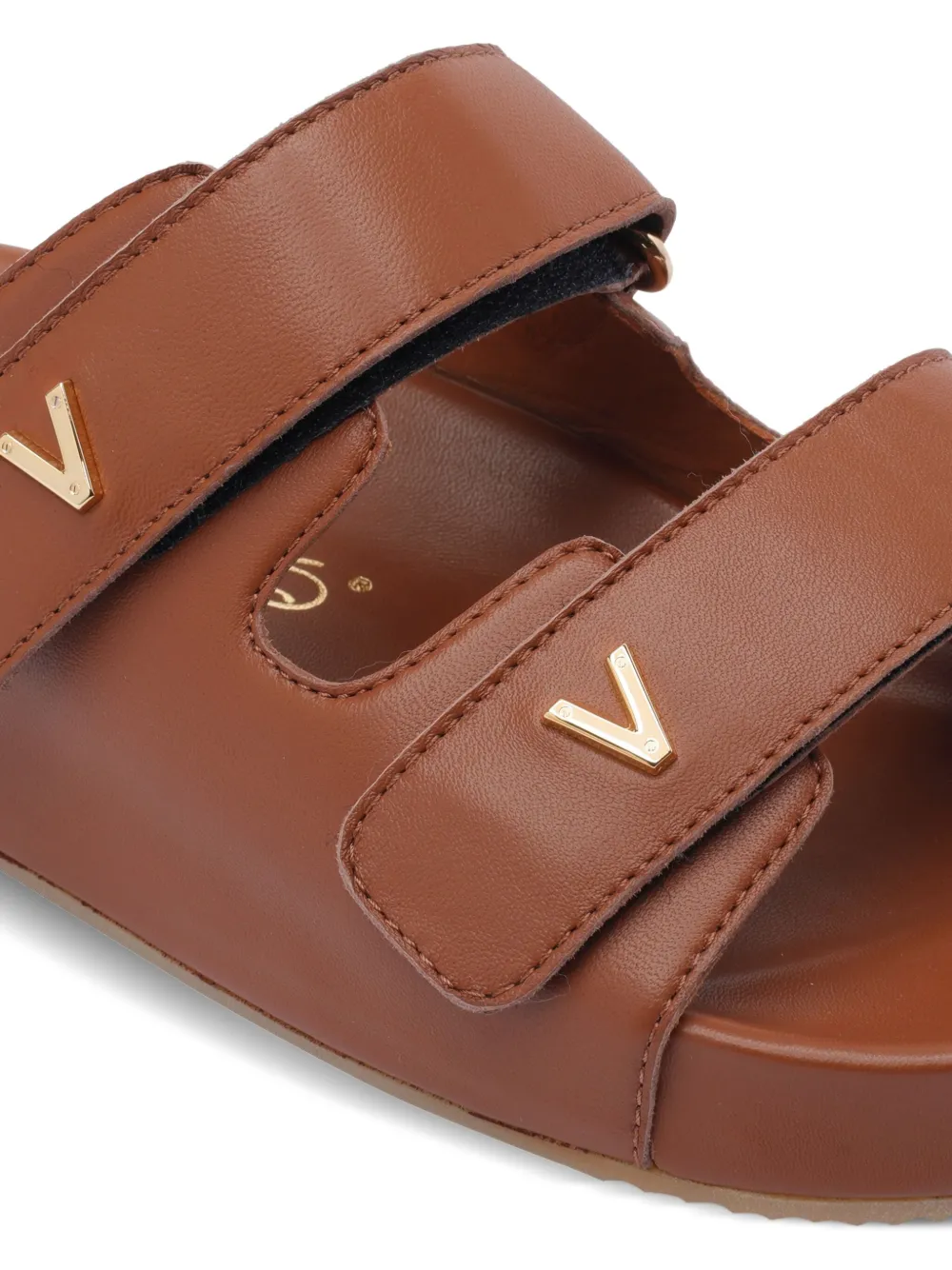 Via Roma 15 leather slides Brown