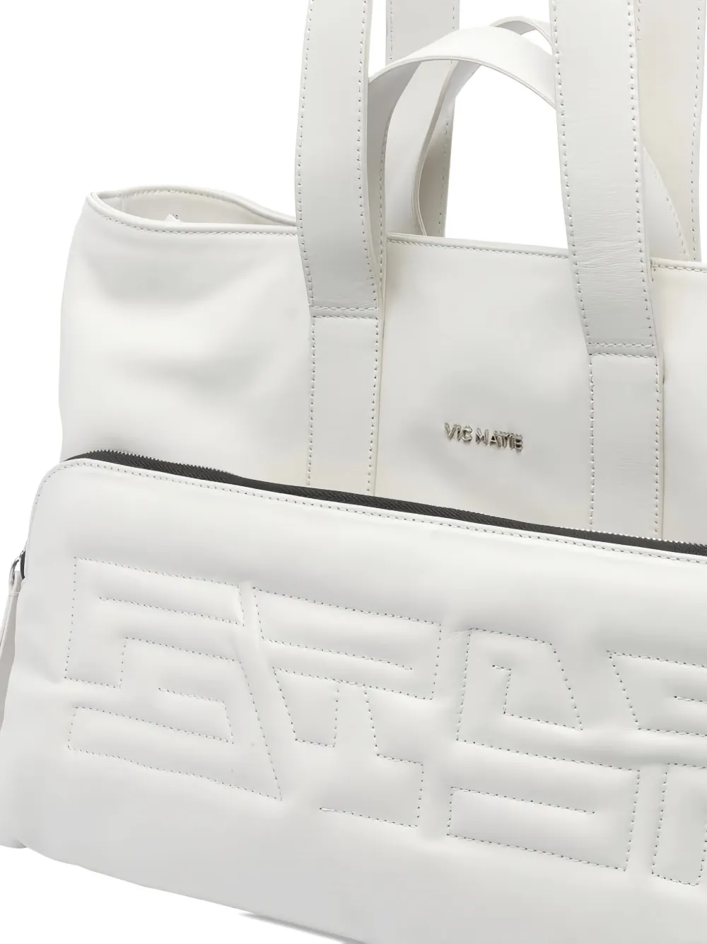 Vic Matie Logo-lettering Quilted Tote Bag In White