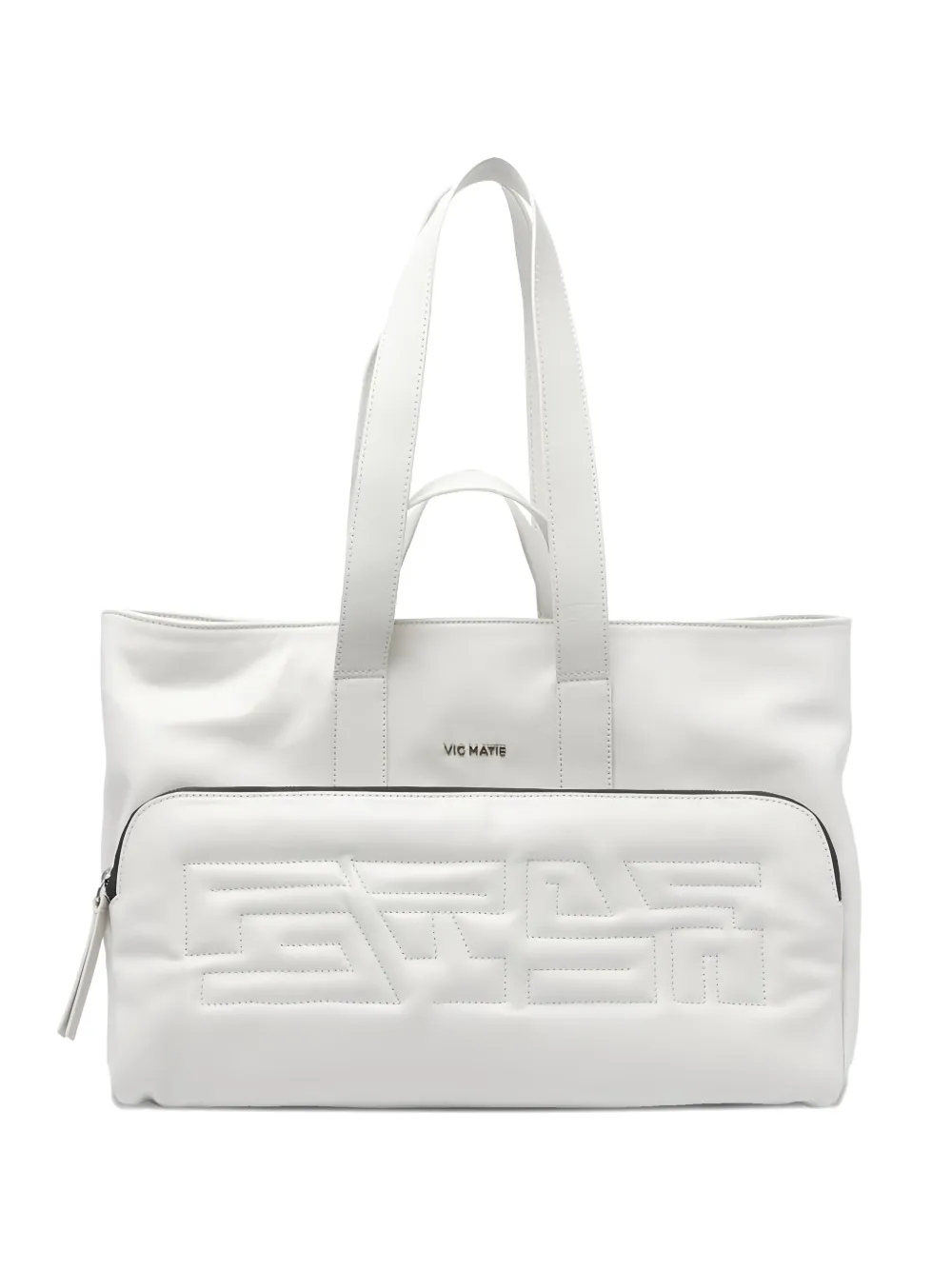 Vic Matie logo-lettering quilted tote bag | White | Image 1