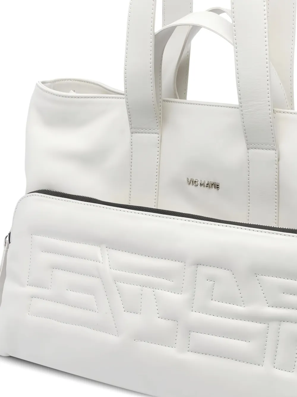 Vic Matie Gewatteerde shopper met logo Wit