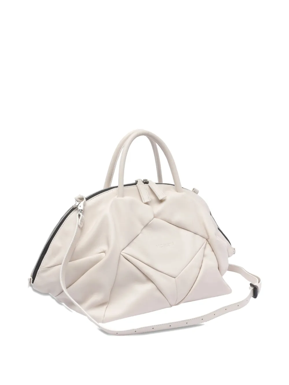 Vic Matie Pleated Leather Tote Bag In White