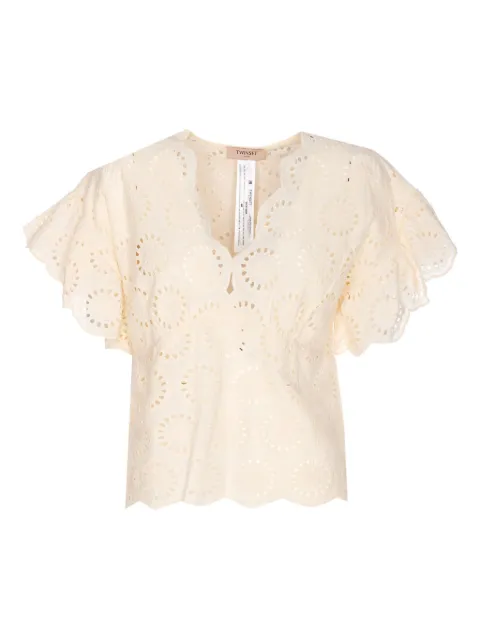 TWINSET blusa con bordado inglés