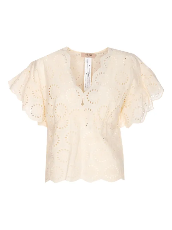 TWINSET Blouse à Broderie Anglaise Blanc FARFETCH MA