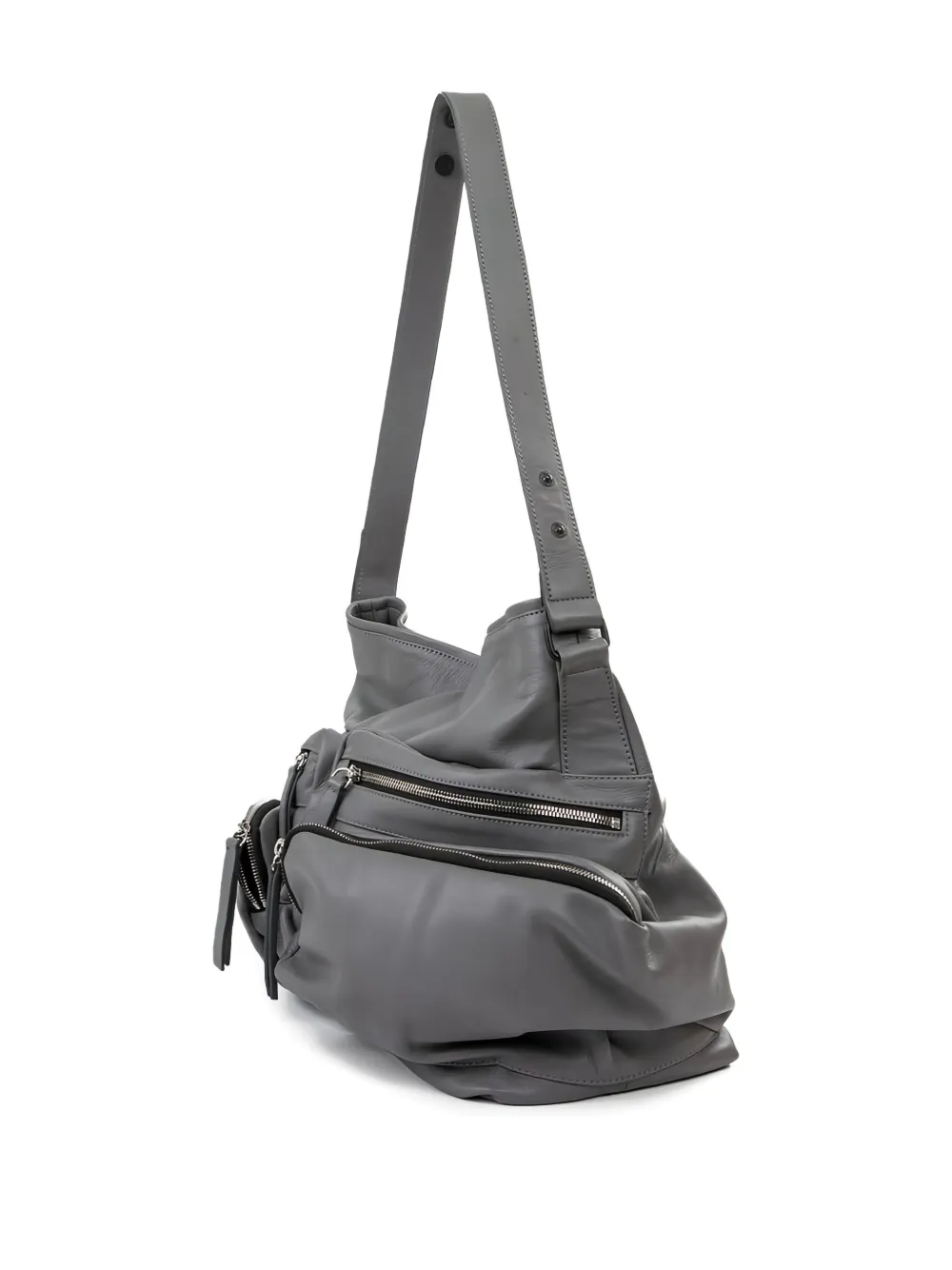 Vic Matie Multiple-pocket Leather Shoulder Bag In Gray