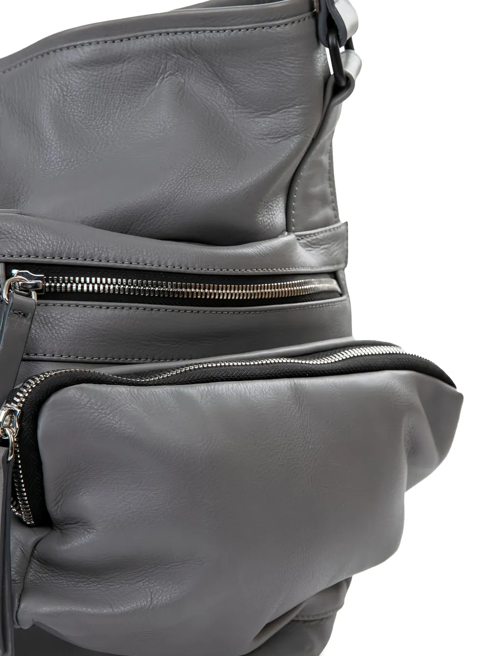 Vic Matie Multiple-pocket Leather Shoulder Bag In Gray