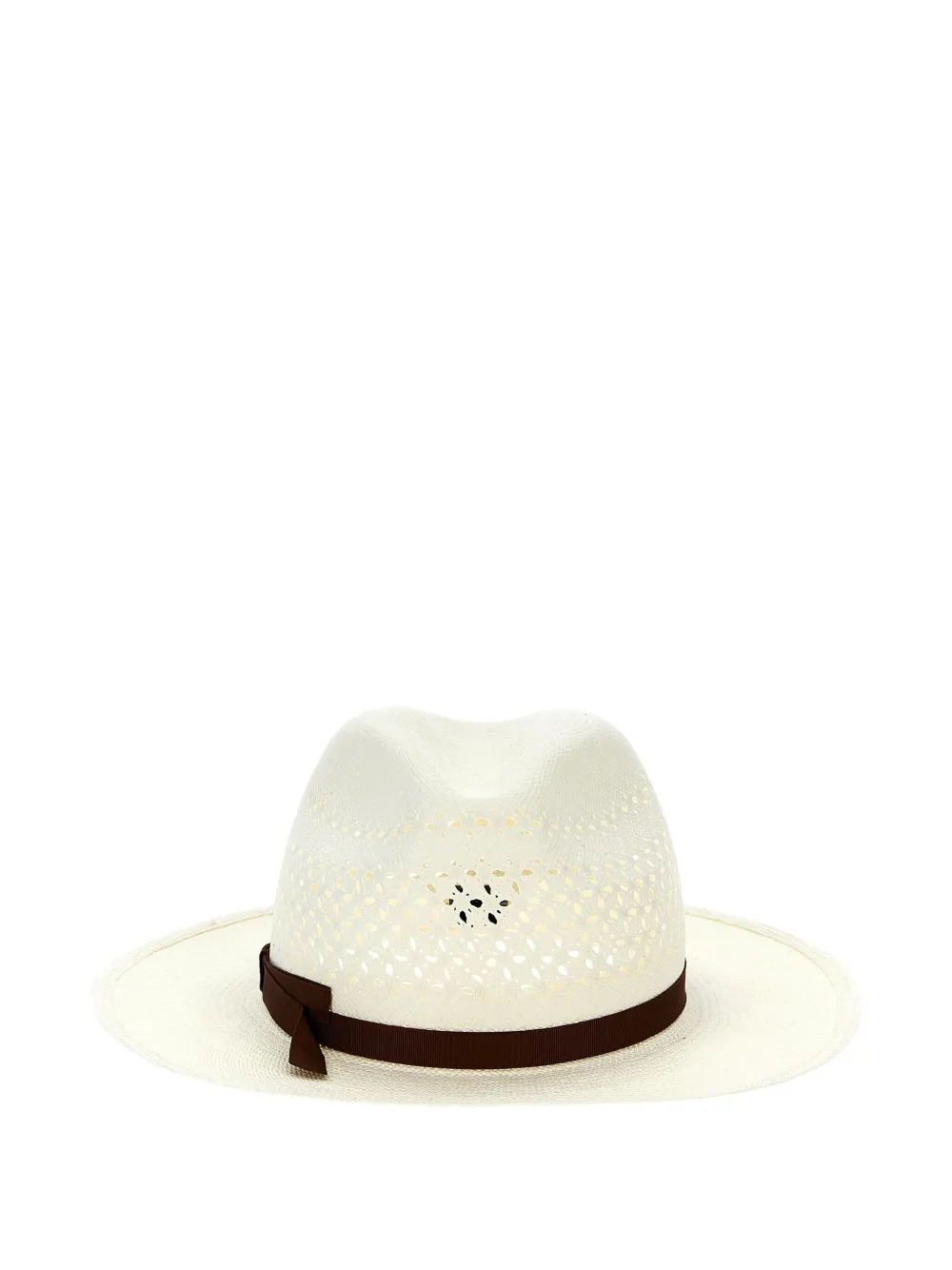 Borsalino perforated wide-brim hat - Wit