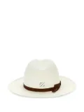 Borsalino perforated wide-brim hat - White