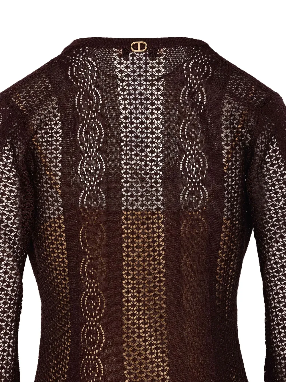 Shop Twinset Perforated-knit Dress In Brown