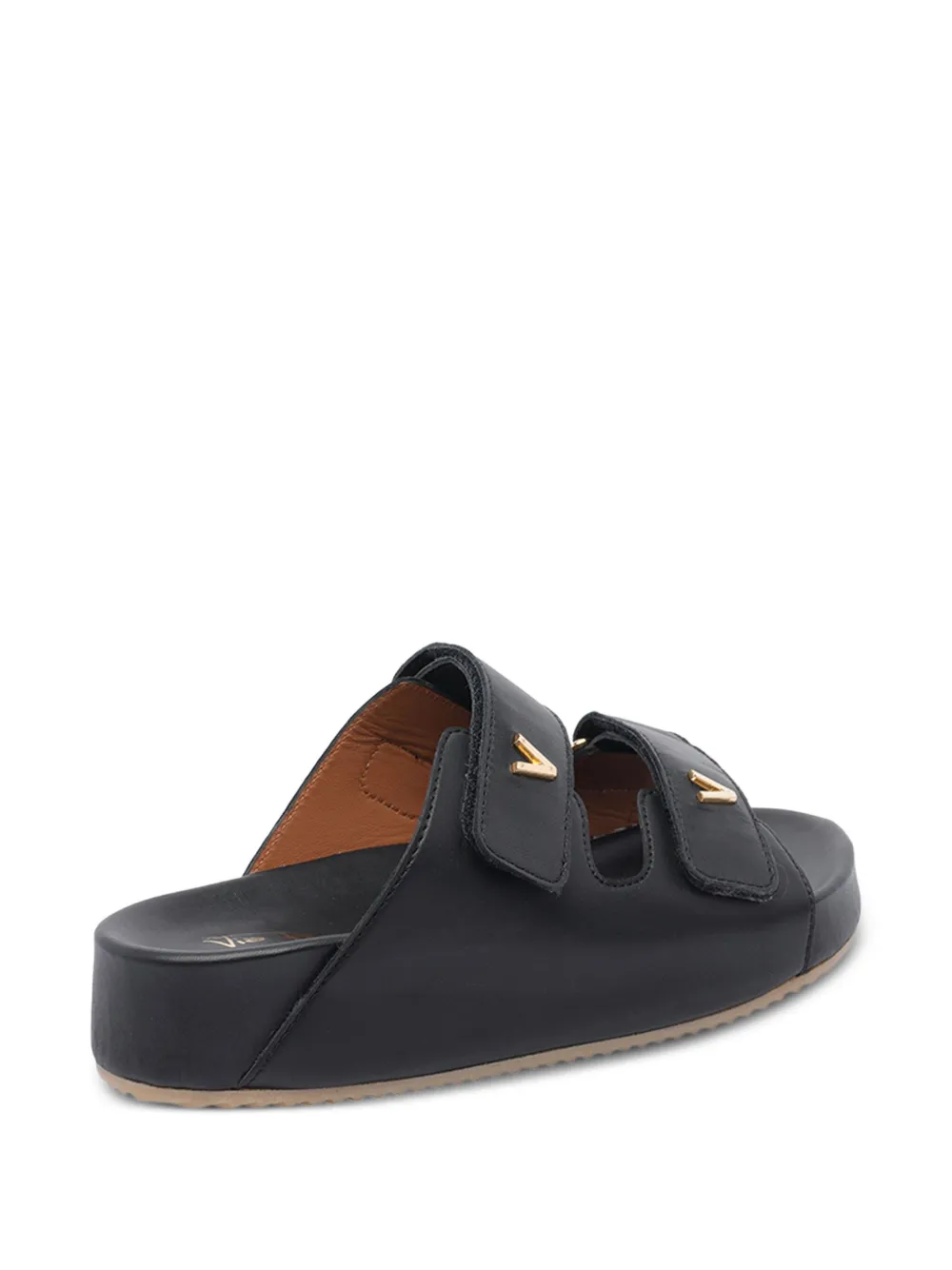 Via Roma 15 leather slides Black